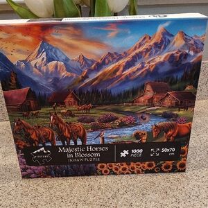 Majestic Horses in Blossom Jigsaw Puzzle - 1000 Piece